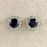Ellibelle Jewellery Vintage 1985 Sapphire & Diamond 18ct White Gold Cluster Stud Earrings