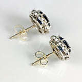Ellibelle Jewellery Vintage 1985 Sapphire & Diamond 18ct White Gold Cluster Stud Earrings