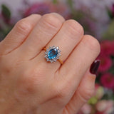 Ellibelle Jewellery Vintage 1985 Swiss Topaz & Diamond 18ct Gold Cluster Ring