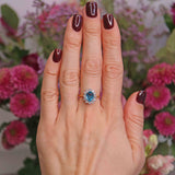 Ellibelle Jewellery Vintage 1985 Swiss Topaz & Diamond 18ct Gold Cluster Ring