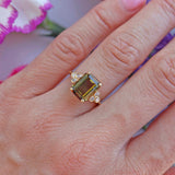 Ellibelle Jewellery Vintage 1986 Andalusite & Diamond 18ct Gold Ring By Garrard