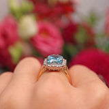 Ellibelle Jewellery Vintage 1986 Aquamarine & Diamond 18ct Gold Engagement Ring (3.67ct)