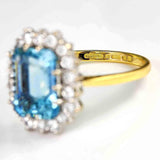 Ellibelle Jewellery Vintage 1986 Aquamarine & Diamond 18ct Gold Engagement Ring (3.67ct)