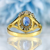 Ellibelle Jewellery Vintage 1986 Ceylon Sapphire & Diamond 18ct Gold Cluster Ring