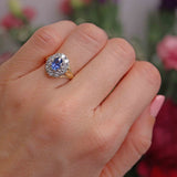 Ellibelle Jewellery Vintage 1986 Ceylon Sapphire & Diamond 18ct Gold Cluster Ring