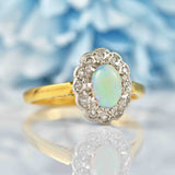 Ellibelle Jewellery Vintage 1986 Opal & Diamond 18ct Gold Platinum Ring