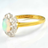 Ellibelle Jewellery Vintage 1986 Opal & Diamond 18ct Gold Platinum Ring