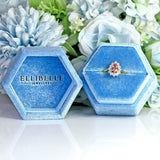 Ellibelle Jewellery Vintage 1986 Rose-Pink Topaz & Diamond 18ct Gold Pear Cluster Ring