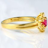 Ellibelle Jewellery Vintage 1986 Ruby & Diamond 18ct Gold Cluster Ring