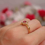Ellibelle Jewellery Vintage 1986 Ruby & Diamond 18ct Gold Cluster Ring