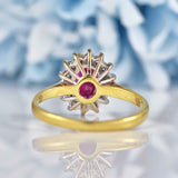 Ellibelle Jewellery Vintage 1986 Ruby & Diamond 18ct Gold Cluster Ring