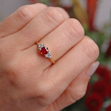 Ellibelle Jewellery Vintage 1986 Ruby & Diamond 18ct Gold Ring