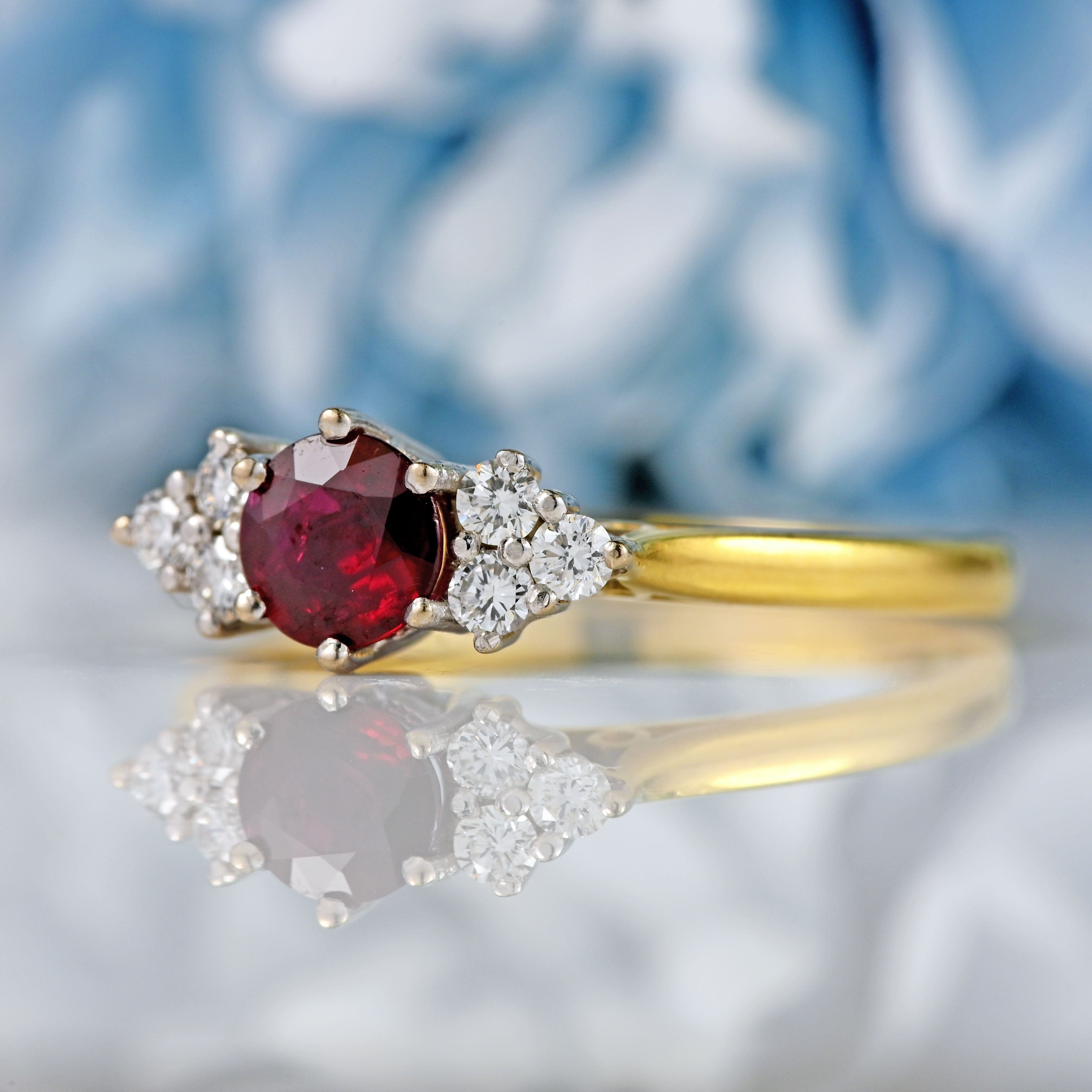 Ellibelle Jewellery Vintage 1986 Ruby & Diamond 18ct Gold Ring