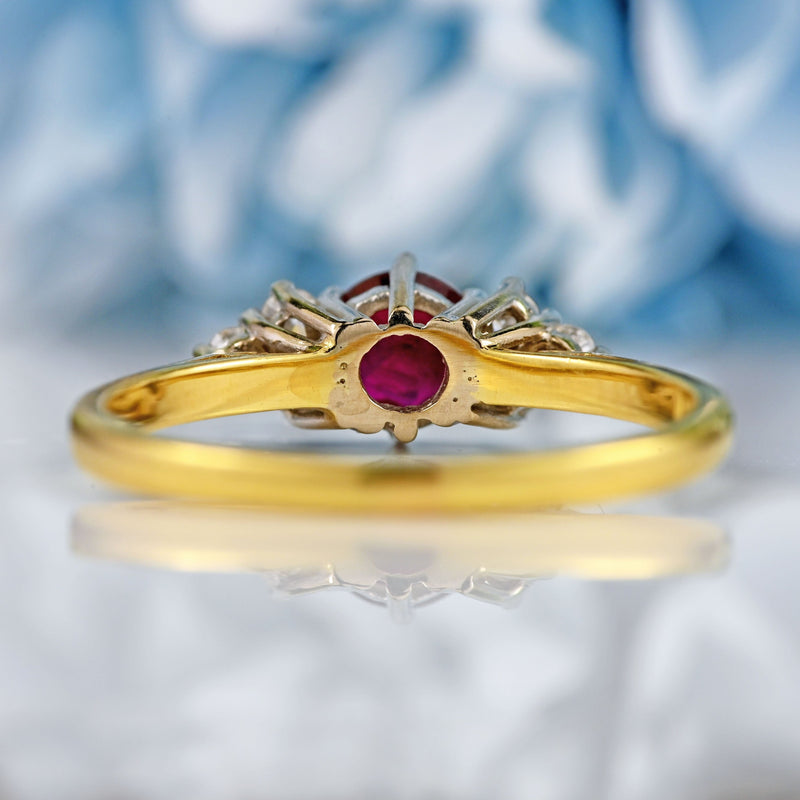 Ellibelle Jewellery Vintage 1986 Ruby & Diamond 18ct Gold Ring