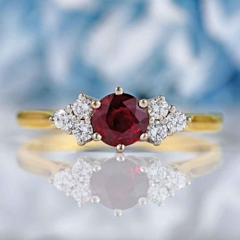 Ellibelle Jewellery Vintage 1986 Ruby & Diamond 18ct Gold Ring