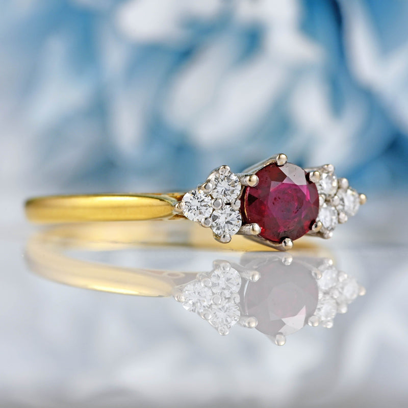 Ellibelle Jewellery Vintage 1986 Ruby & Diamond 18ct Gold Ring