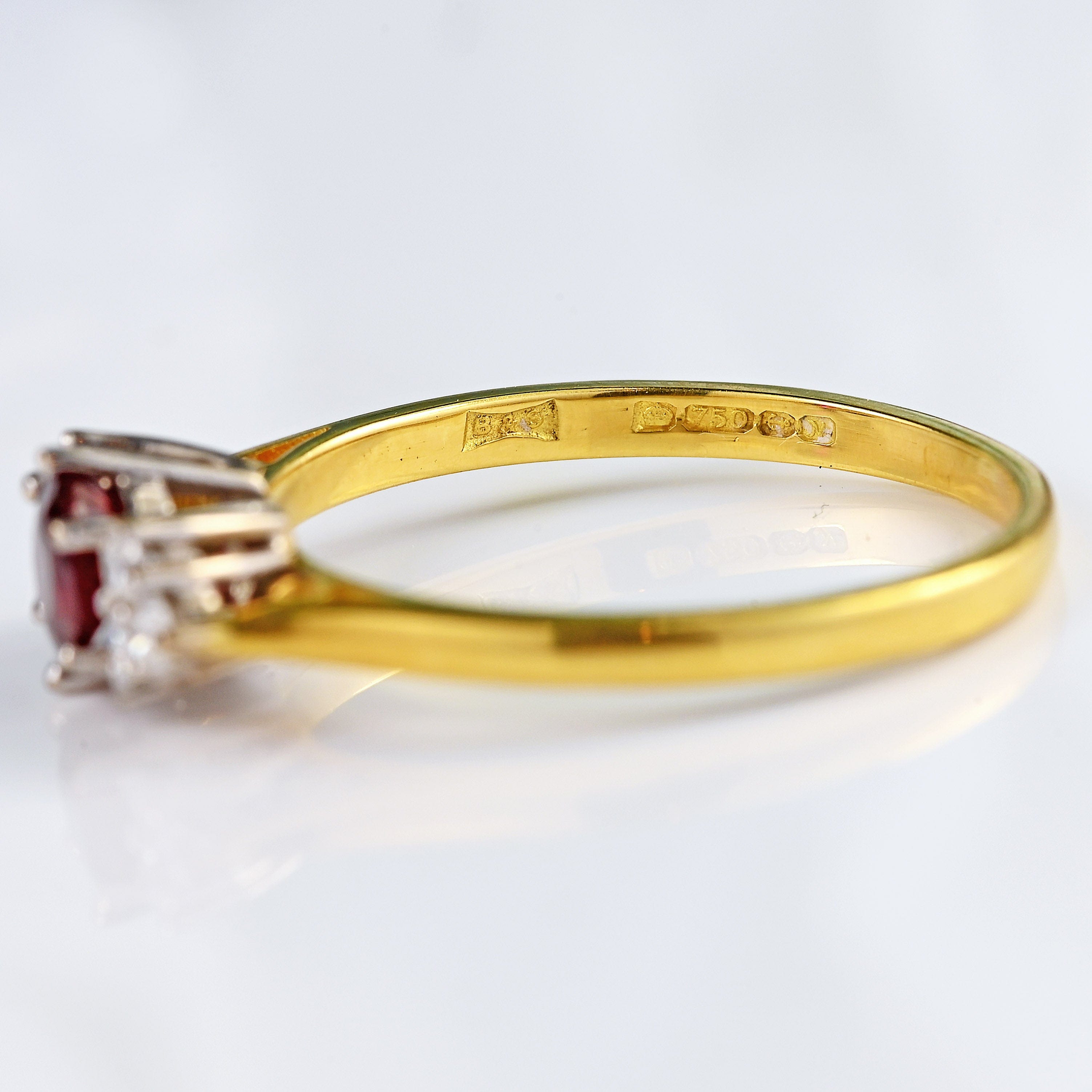 Ellibelle Jewellery Vintage 1986 Ruby & Diamond 18ct Gold Ring