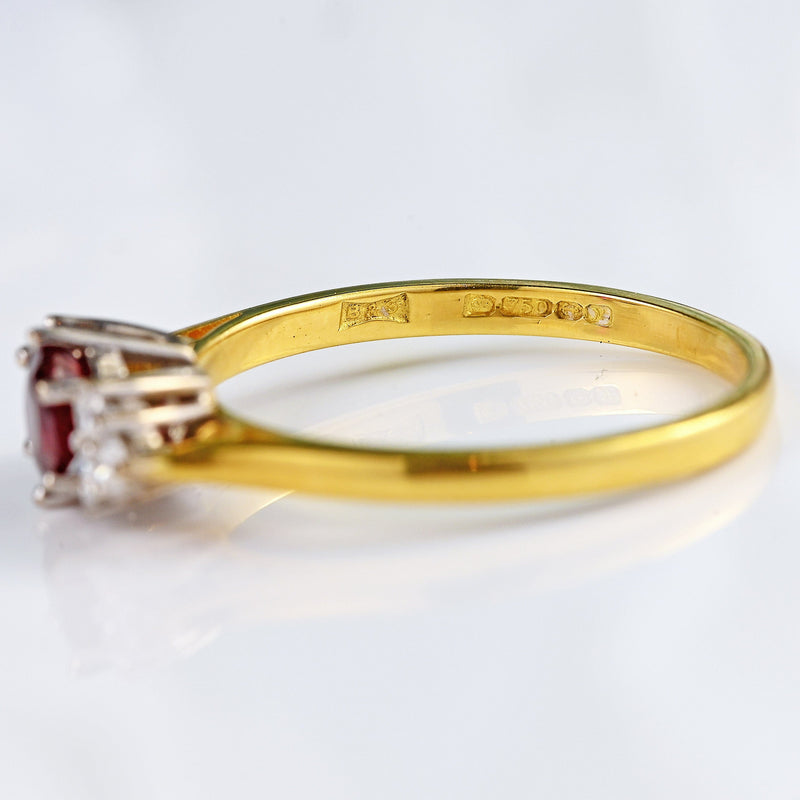 Ellibelle Jewellery Vintage 1986 Ruby & Diamond 18ct Gold Ring