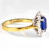 Ellibelle Jewellery Vintage 1986 Sapphire & Diamond 18ct Gold Cluster Engagement Ring (2.42ct)