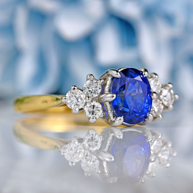 Ellibelle Jewellery Vintage 1986 Sapphire & Diamond 18ct Gold Ring (1.70ct)