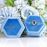 Ellibelle Jewellery Vintage 1986 Sapphire & Vari-Cut Diamond 18ct Gold Cluster Ring