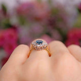 Ellibelle Jewellery Vintage 1986 Sapphire & Vari-Cut Diamond 18ct Gold Cluster Ring