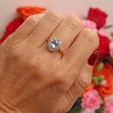 Ellibelle Jewellery Vintage 1987 Aquamarine & Diamond 18ct Gold Cluster Ring