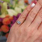 Ellibelle Jewellery Vintage 1987 Aquamarine & Diamond 18ct Gold Seven-Stone Ring