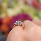 Ellibelle Jewellery Vintage 1987 Aquamarine & Diamond 18ct Gold Seven-Stone Ring
