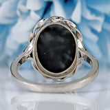 Ellibelle Jewellery Vintage 1987 Black Opal Doublet 18ct White Gold Ring