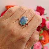 Ellibelle Jewellery Vintage 1987 Black Opal Doublet 18ct White Gold Ring