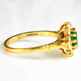 Ellibelle Jewellery Vintage 1987 Emerald & Diamond 18ct Gold Cluster Ring (0.75ct)