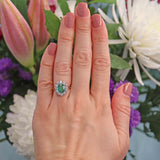 Ellibelle Jewellery Vintage 1987 Emerald & Diamond 18ct Gold Cluster Ring