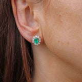 Ellibelle Jewellery Vintage 1987 Emerald & Diamond 18ct Gold Cluster Stud Earrings