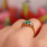 Ellibelle Jewellery Vintage 1987 Emerald & Diamond 18ct Gold Three-Stone Engagement Ring (0.85cts)