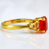 Ellibelle Jewellery Vintage 1987 Fire Opal & Diamond 18ct Gold Ring