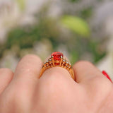 Ellibelle Jewellery Vintage 1987 Fire Opal & Diamond 18ct Gold Ring