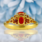 Ellibelle Jewellery Vintage 1987 Fire Opal & Diamond 18ct Gold Ring