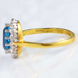 Ellibelle Jewellery Vintage 1987 London Blue Topaz & Diamond 18ct Gold Cluster Ring