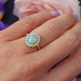 Ellibelle Jewellery Vintage 1987 Opal & Diamond Gold Cluster Ring By Cropp and Farr