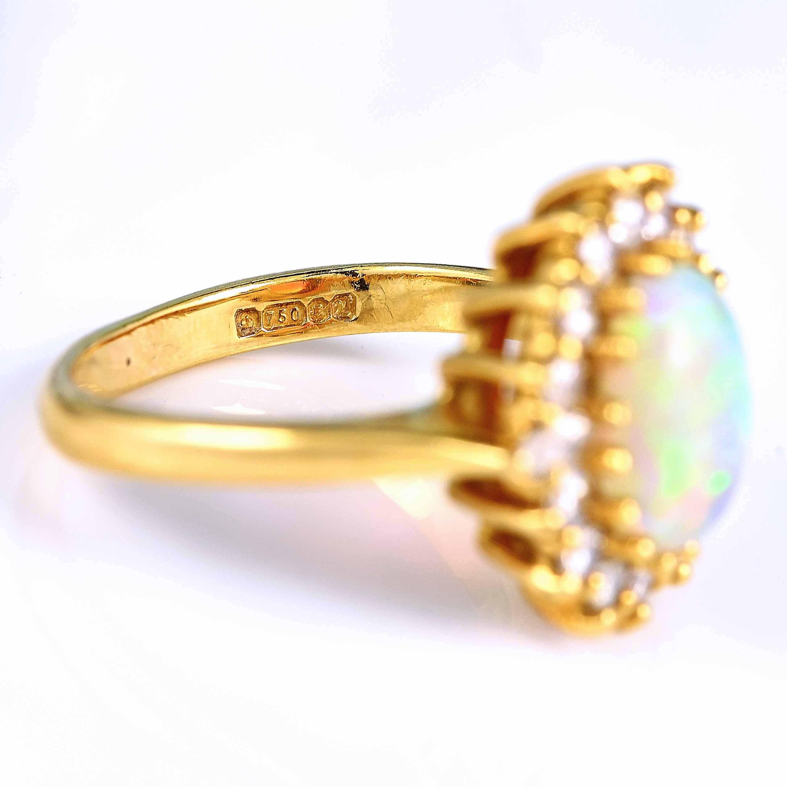 Ellibelle Jewellery Vintage 1987 Opal & Diamond Gold Cluster Ring By Cropp and Farr