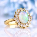 Ellibelle Jewellery Vintage 1987 Opal & Diamond Gold Cluster Ring By Cropp and Farr