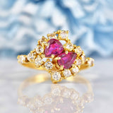 Ellibelle Jewellery Vintage 1987 Ruby & Diamond 18ct Gold Cocktail Ring