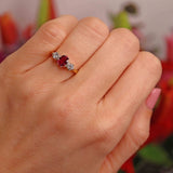Ellibelle Jewellery Vintage 1987 Ruby & Diamond 18ct Gold Three-Stone Engagement Ring