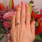 Ellibelle Jewellery Vintage 1987 Ruby & Diamond 18ct Gold Three-Stone Engagement Ring