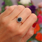 Ellibelle Jewellery Vintage 1987 Sapphire & Diamond 18ct Gold Cluster Ring (1.86cts)