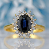 Ellibelle Jewellery Vintage 1987 Sapphire & Diamond 18ct Gold Cluster Ring (1.86cts)