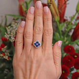 Ellibelle Jewellery Vintage 1987 Sapphire & Diamond 18ct Gold Cluster Ring