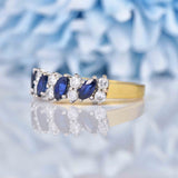 Ellibelle Jewellery Vintage 1987 Sapphire & Diamond Half Eternity Band Ring