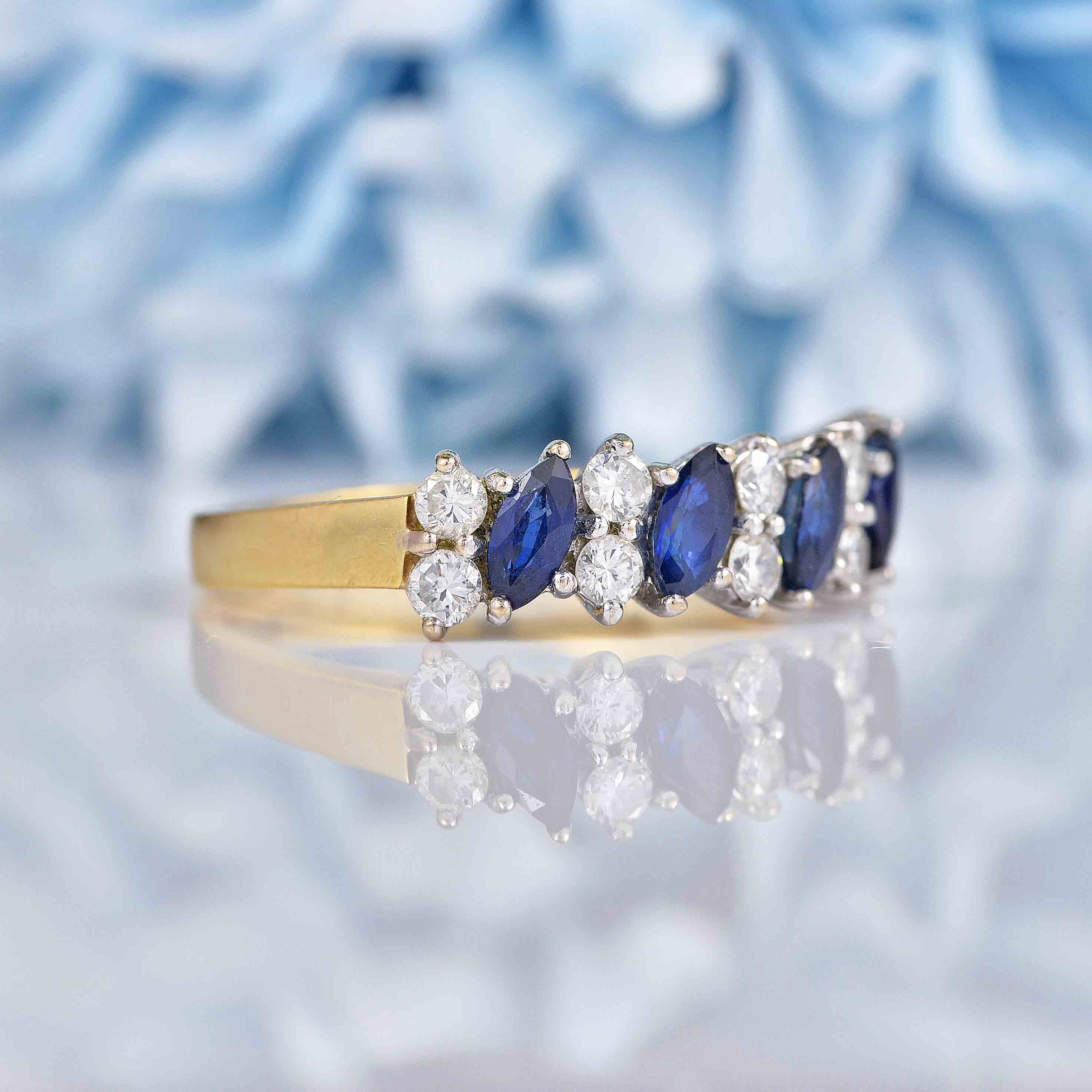 Ellibelle Jewellery Vintage 1987 Sapphire & Diamond Half Eternity Band Ring